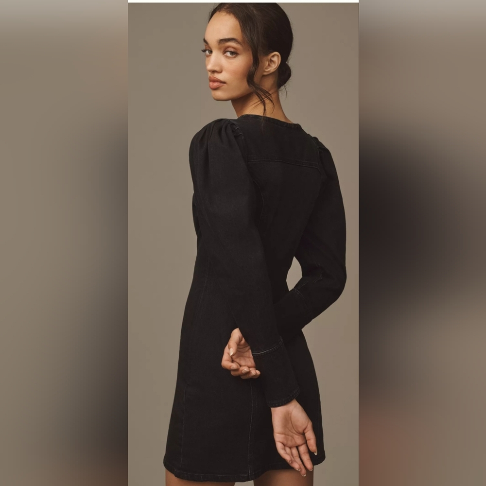 NWT ANTHROPOLOGIE Pilcro Puff-Sleeve Denim Mini Dress Size XL - Picture 4 of 7